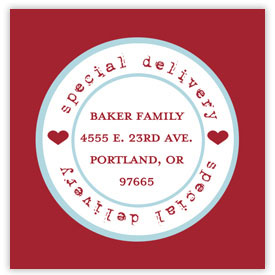 Take Note Designs Valentine's Day Address Labels - Special Delivery Red & Aqua